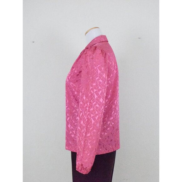 Vintage 80s Pink Polyester Blouse | size‎ S - Picture 2 of 10